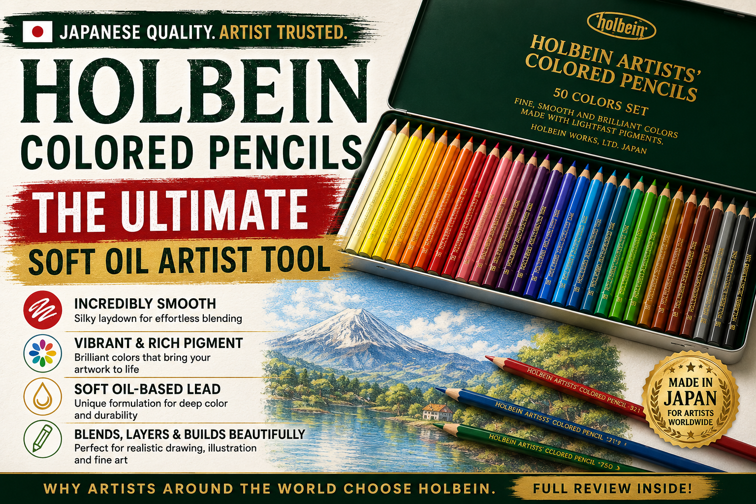 Holbein color pencil review: The ultimate Japanese “soft oil” artist tool