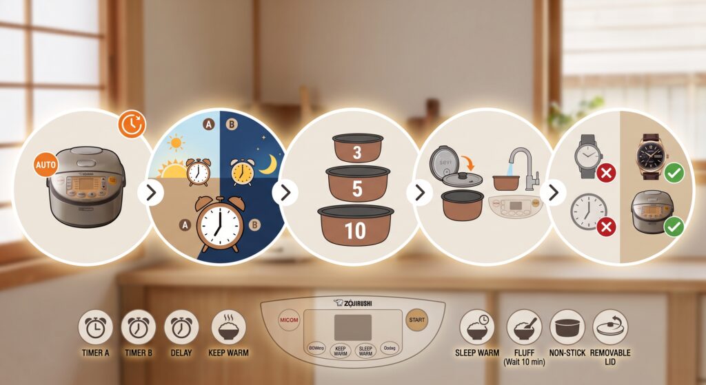 Key Features that Matter: Keep Warm, Delay Timer, and Everyday Convenience
